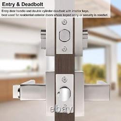 1 Set Entry Door Lever and Deadbolt Lock Set, Deadbolts Keyed Both Sides, All