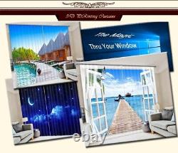 Boat Cities Both Sides 3D Curtains Blockout Photo Printing Curtains Drape Fabric