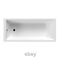 Nuie 1700 x 750mm Thin Edge Single Ended Bath Modern Bathroom Tub White Acrylic