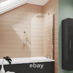 Nuie Barmby Straight Single Ended Bath Tub White Acrylic Round Screen Bathroom