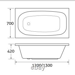 Small Compact Bath Space Saving Acrylic Bathtub & Leg Set 1200mm 1300mm
