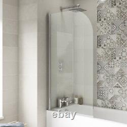 Baignoire droite simple Nuie Barmby en acrylique blanc avec écran rond pour salle de bains